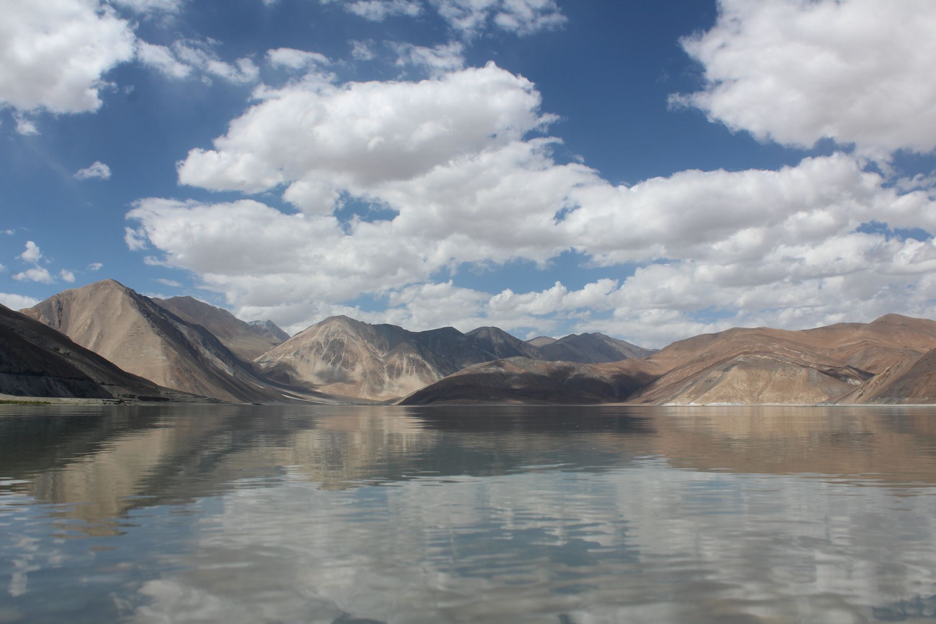 Pangong Lake with bare Ladakh mountains